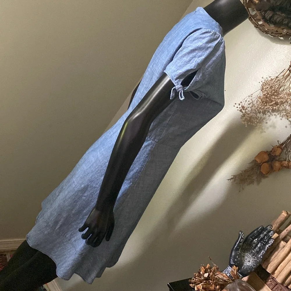 J. Crew Blue Flutter Sleeve V-Neck Sundress